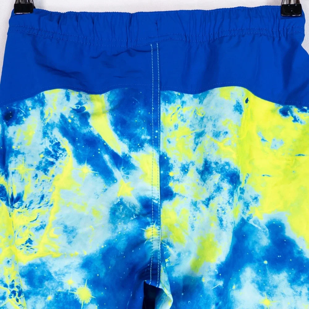 Lands' End Boys Swim Trunks Size L 10-12 Blue Galaxy Cosmic Board Shorts Beach